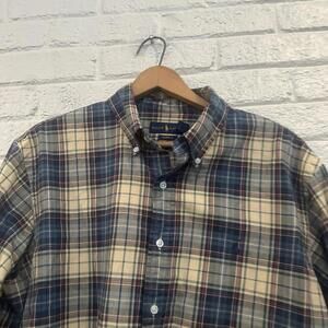 RALPH LAUREN FLANNEL SHIRT MENS‎ XL BLUE & YELLOW PLAID CLASSIC FIT COTTON 41381